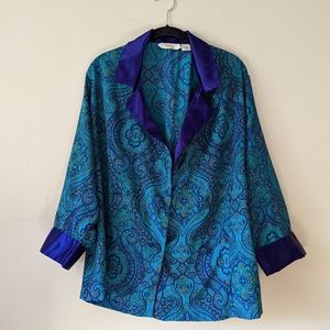 Victoria's Secret gold tag vintage 80s purple teal nightshirt size M